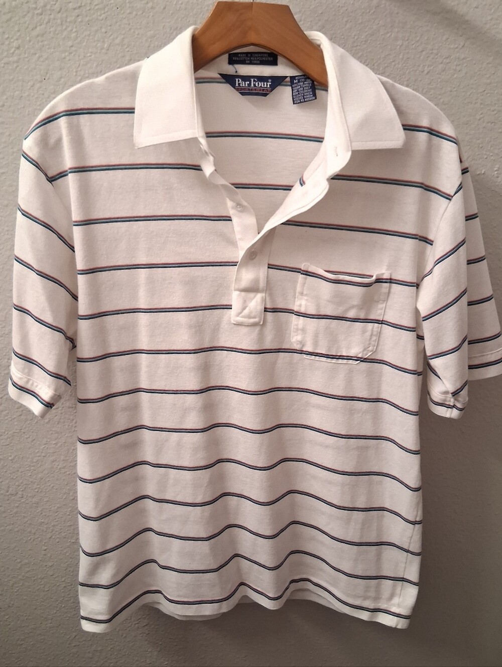 Mens Vintage Polo Shirt Medium Striped